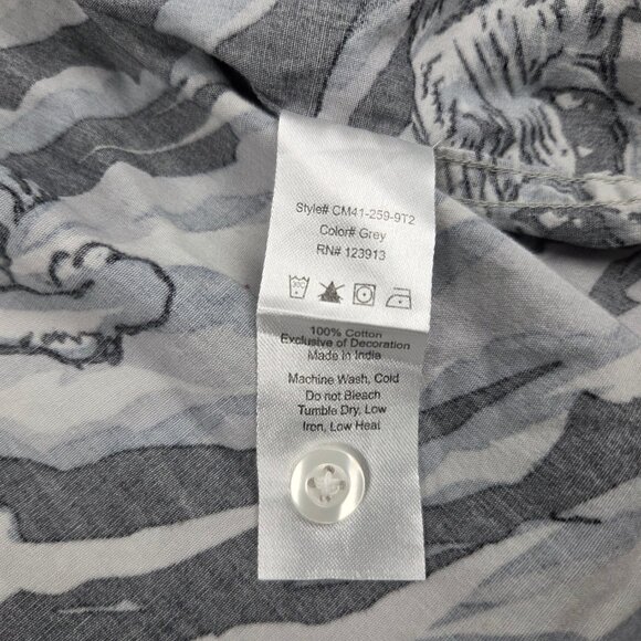 JACHS NEW YORK black Gray Tiger Striped Animal Print Button Front Cotton Shirt M - Picture 6 of 6